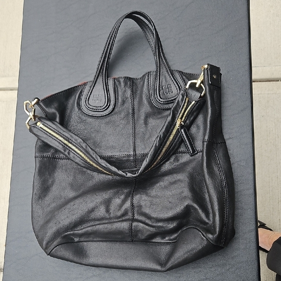 Givenchy Handbags - Givenchy Black Leather Tote with Gold Accents